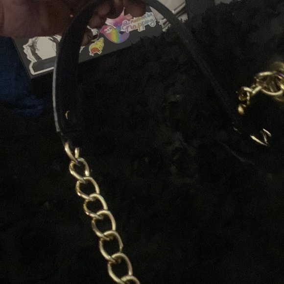 Betsey Johnson Black Ruffle Rose Bud Shoulder Bag - Picture 6 of 11